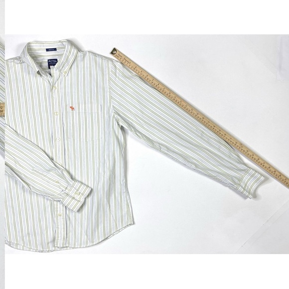 Abercrombie & Fitch Green and White Striped Shirt - Picture 7 of 11